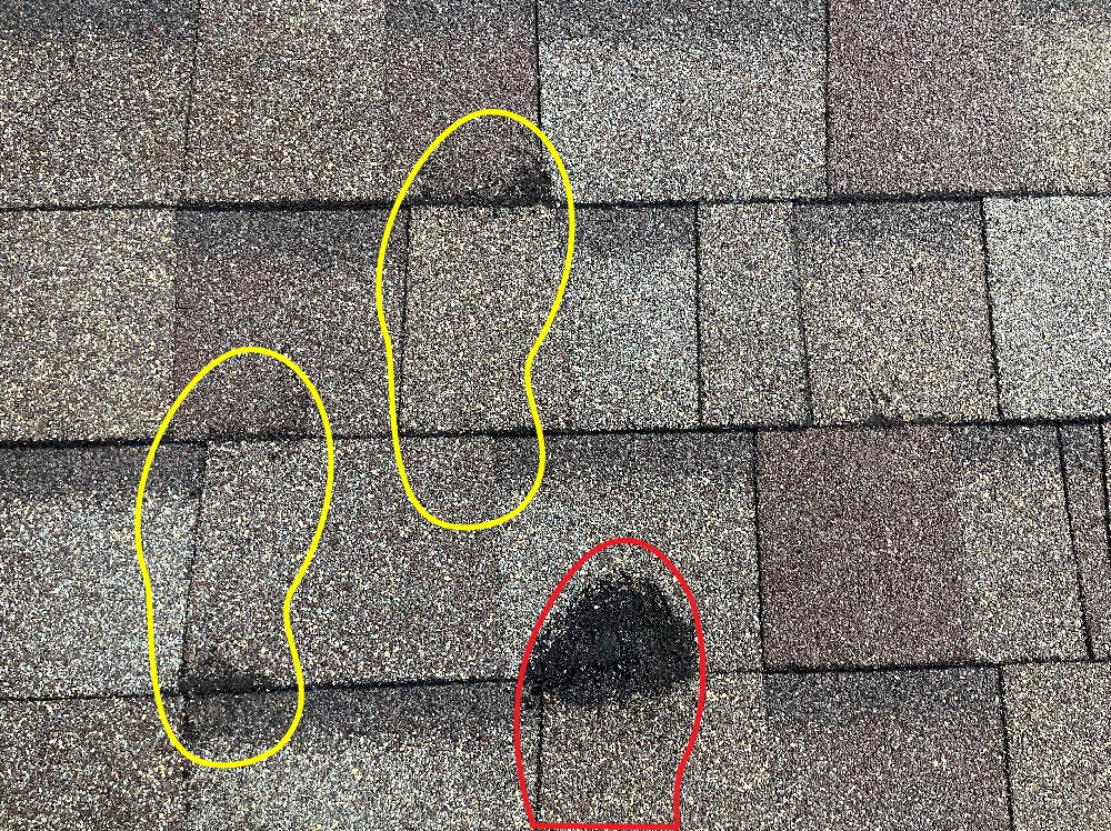 Shoe print roof damage graphic
